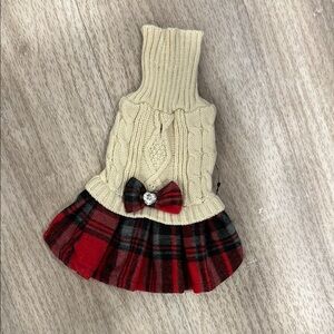 NWOT Plaid Red and Cream Dog Sweater Dress